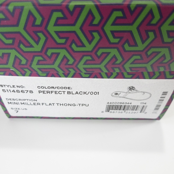 Tory Burch Mini Miller Jelly Flat Thong Sandals Black -7 - Picture 8 of 8